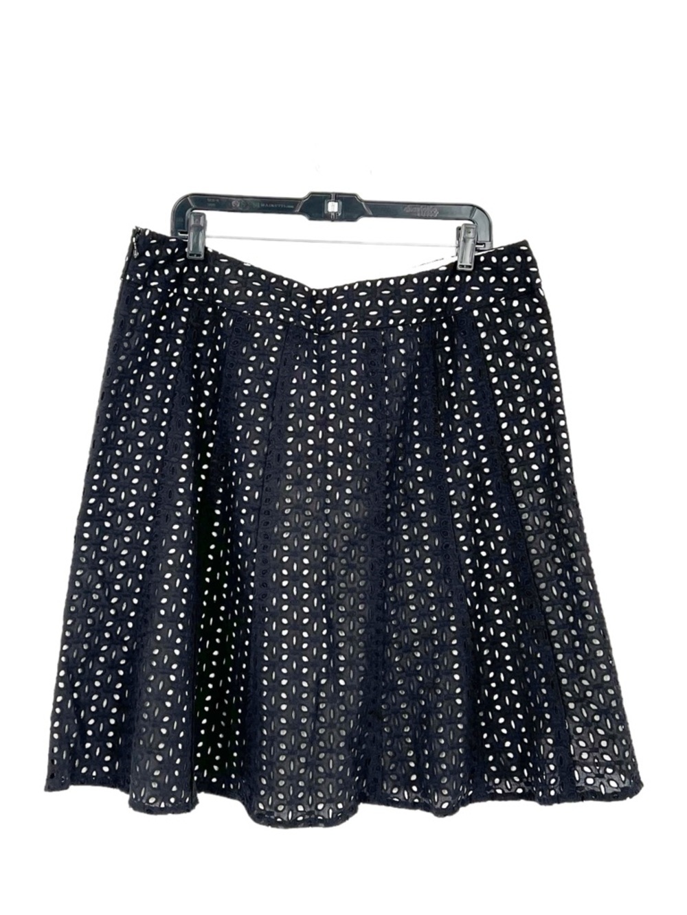 Loft Black Eyelet Floral Lace A Line Flared Skirt Lined Knee Length Size 16